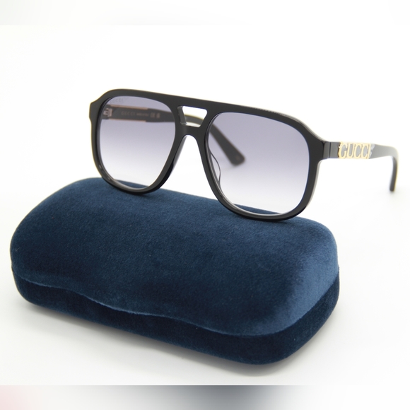 NEW GUCCI GG1188S 002 BLACK GRAY AVIATOR SUNGLASSES GUCCI - Picture 2 of 14